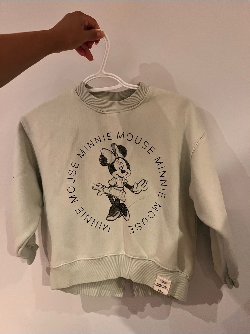 Zara | 9 | Girls Minnie Mouse Graphic Sweatshirt - Light Sage Green